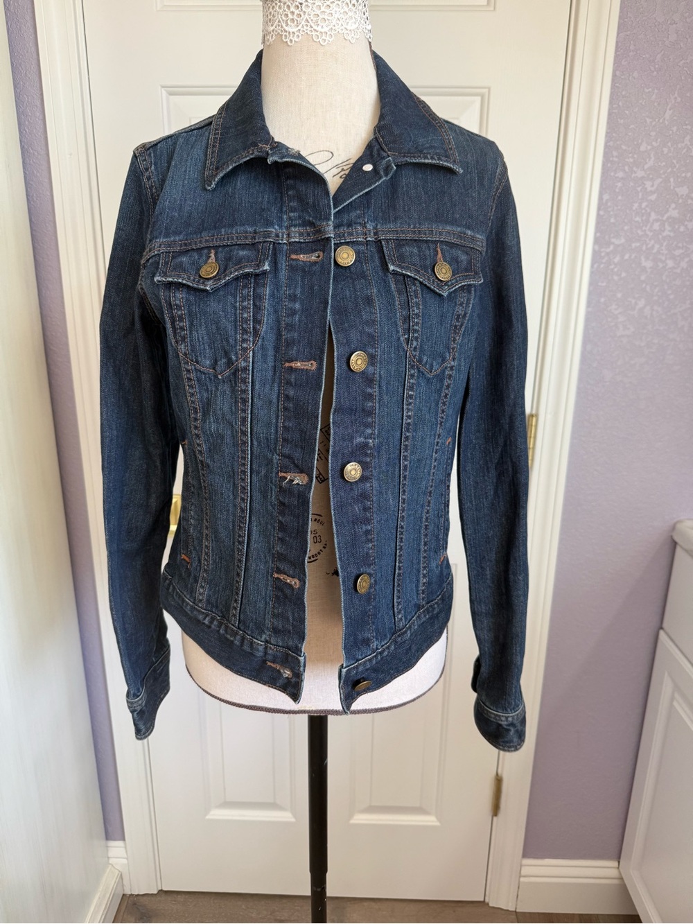 Old Navy Dark Blue Denim Jean Jacket - Women's